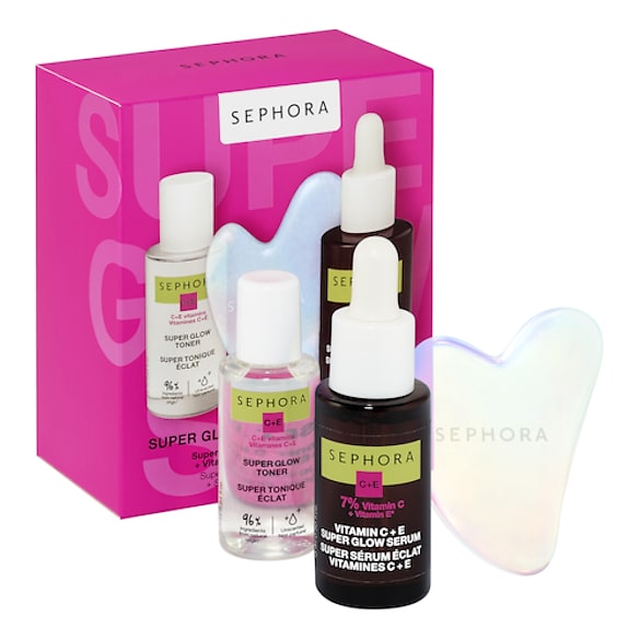 Zestaw kosmetyków przywracających blask - Tonik + Serum + Gua sha do twarzy, SEPHORA COLLECTION
